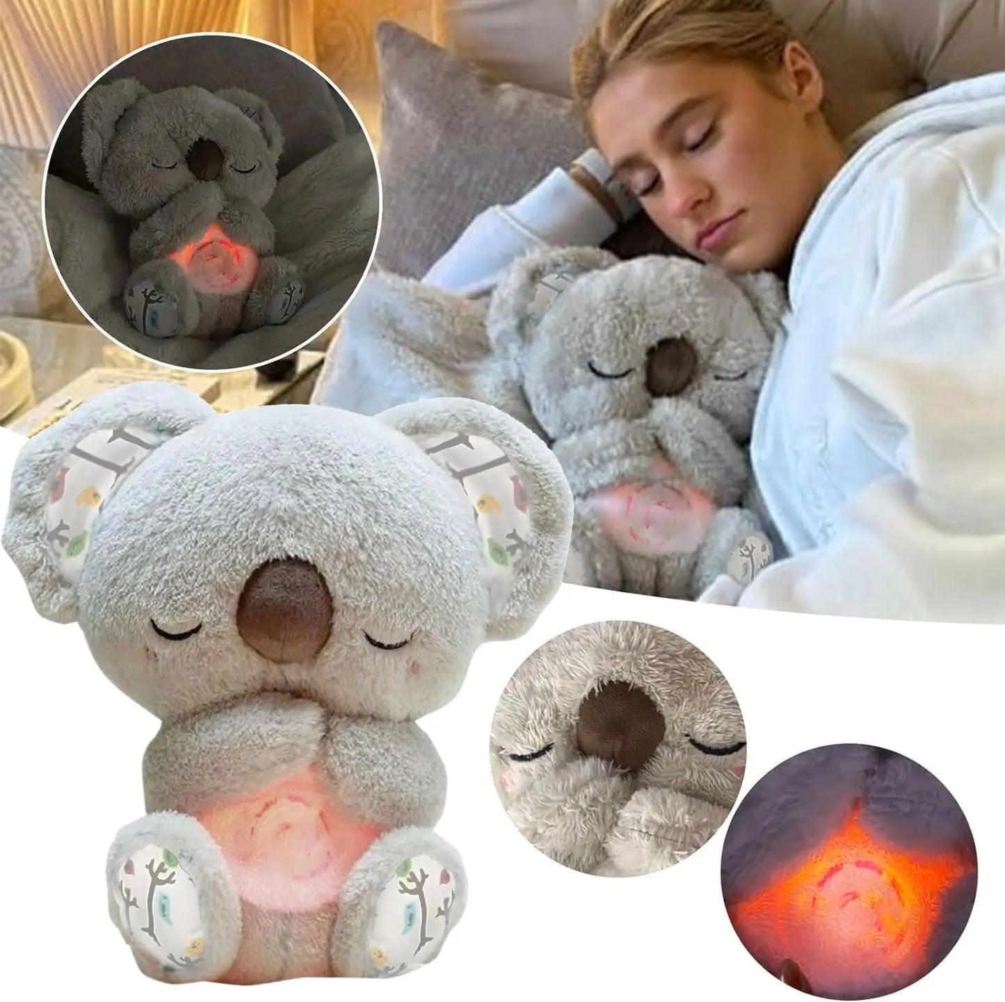 Anxiety Relief Koala, Plush Breathing Teddy Anxiety Bear with Calming Mus Sleep Toy