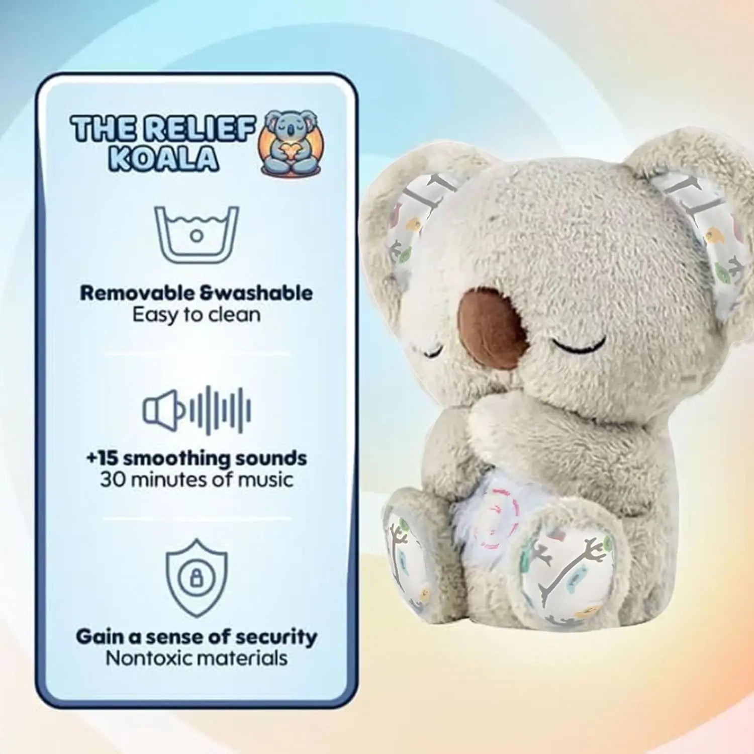 Anxiety Relief Koala, Plush Breathing Teddy Anxiety Bear with Calming Mus Sleep Toy